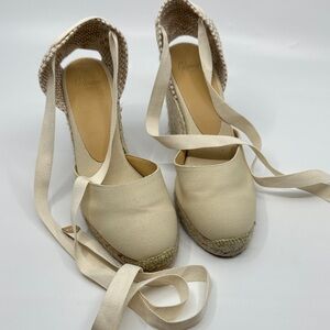Castaner Beige Espadrille Wedge Sandals, Sz 38